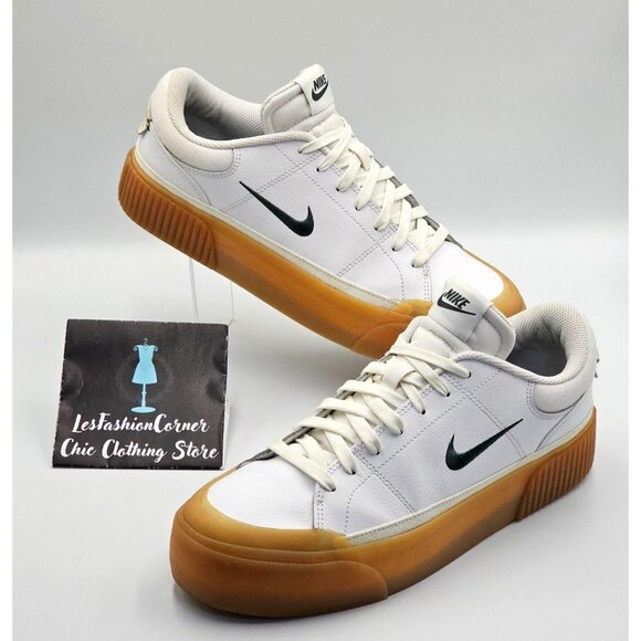 Nike Women's White Leather Court Legacy Lift Trainers Sneakers Sz 11 2478 - Picture 6 of 16